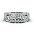 thumbnail image 4 of 14K White Gold Statement Rings for Women Three Row Diamond Fashion Band Ring 0.92 CT, 4 of 5