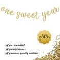 thumbnail image 3 of One Sweet Year Banner, First Birthday Anniversary Party Decorations Supplies for Boys Girls, Sweet One Bunting Sign, 1st Bday Baby Shower Hanging Ornament, Pre-strung, Photo Props, Gold Glitter, 3 of 6