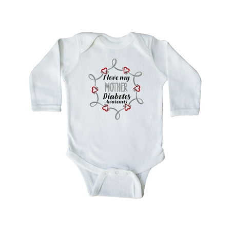 

Inktastic I Love My Mother Diabetes Awareness Gift Baby Boy or Baby Girl Long Sleeve Bodysuit