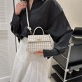 thumbnail image 4 of Bolso clásico a cuadros para mujer, Bolso de hombro de lana, Bolso cuadrado, Bolso de mano (blanco), 4 of 4