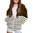 thumbnail image 2 of AUNVITO Boys Girls 4-12Y Colorful Stripes Full Zip Hooded Jacket Windbreaker Loose Fit Casual Sportswear 100% Polyester, 2 of 8