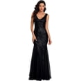 thumbnail image 1 of Sleeveless Double V-Neck Long Mermaid Sequin Formal Evening Dresses, 1 of 6