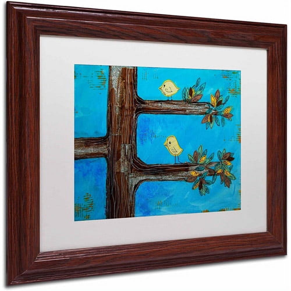 Trademark Fine Art Animals Matted Framed Art ' Birds in a Tree Mixed Media ' by Nicole Dietz