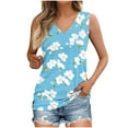 thumbnail image 2 of ITSAME Women's Tank Tops, V-Neck Floral Prints Sleeveless Summer Shirt Casual Loose Flowy Blouse Light Blue XL, 2 of 5