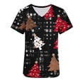 thumbnail image 6 of Wowcloth Women's Short Sleeve V-Neck Top with Christmas Print and Pockets, Comfort Fit Work Top for Holiday, Work and Daily Use, 6 of 7