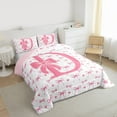 thumbnail image 3 of Homewish Personalized Initial Letter D 3 Pieces Queen Comforter Set for Kids Children Girls,Love Heart Print Ultra Soft Bedding Sets,Dreamy Princess Bow Bedding Comforter Set,Luxury Bedroom Decor, 3 of 8