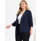thumbnail image 4 of Women Plus Size 3/4 Sleeves Shawl Collar Blazer Dark Blue 2X, 4 of 6