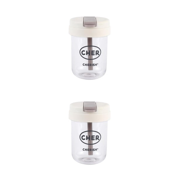 Botella de agua Injueey con pajita 300ML portátil resistente al calor color Blanco 2Conjunto