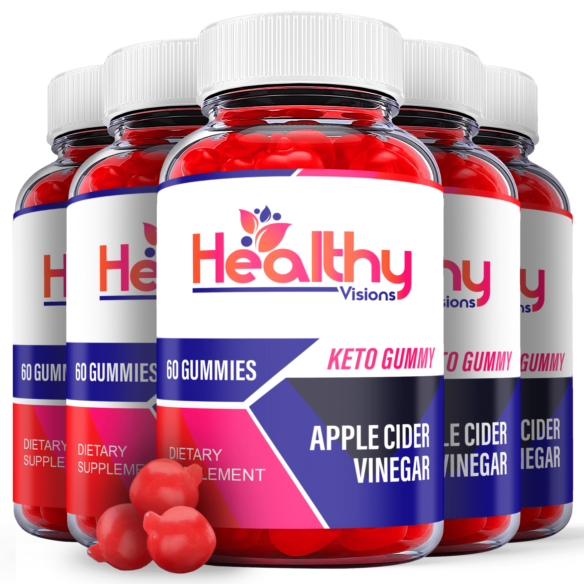 (5 Pack) Healthy Visions Keto ACV Gummies - Supplement for Weight Loss - Energy & Focus Boosting Dietary Supplements for Weight Management & Metabolism - Fat Burn - 300 Gummies