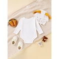 thumbnail image 4 of Jxzom Infant Baby Boys Girls Easter Outfit 3 6 9 12 18 Months Carrot Applique Pattern Long Sleeve Jumpsuit Romper with Bunny Hat, 4 of 8