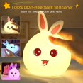 thumbnail image 3 of Veilleuse Lapin en Silicone pour Filles - 7 Couleurs Changeant LED, USB Rechargeable, Portable, 3 of 5