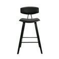 thumbnail image 2 of Armen Living Fox 28.5" Seat Height Black Faux Leather and Black Wood Mid-Century Modern Bar Stool, 2 of 9