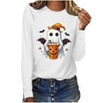 thumbnail image 5 of Miqool Womens Tops Cute Festival Fall Shirts Halloween Long Sleeve Pumpkin T-Shirts Casual Thanksgiving Graphic Tee Tops, 5 of 7