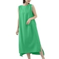 thumbnail image 5 of Dresses For Women Summer Casual Sleeveless Crew Neck Flowy Maxi Tank Dresses Straight Sundresses for Women Trendy Green Free Size, 5 of 7
