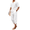 01-white, variant on Men's 2 Pieces Linen Set Henley Shirt Short Sleeve and Harem Capri Pants Wide Leg Baggy Beach Yoga Trousers Outfits