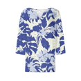 thumbnail image 3 of 3/4 Sleeve Womens Floral Tops, Button V Neck T Shirts Blouse Eyelet Flowy Tee Trendy Loose Blouse Dark Blue XXL, 3 of 5