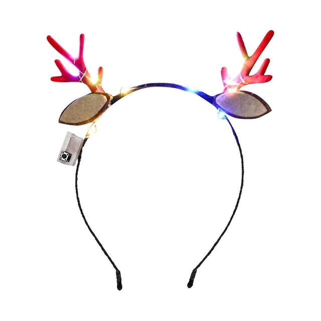 Bonita diadema luminosa con astas y banda para la cabeza con luz Led para niños, decoraciones navideñas para adultos, diadema, accesorios para el cabello
