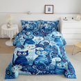 thumbnail image 2 of Manfei Cartoon Cat Full Size Comforter Sets, Hippie Spiral Stripes Bedding Comforter Set, Blue, Blue Reversible, 3-Piece, 1 Comforter and 2 Pillowcases, 2 of 7