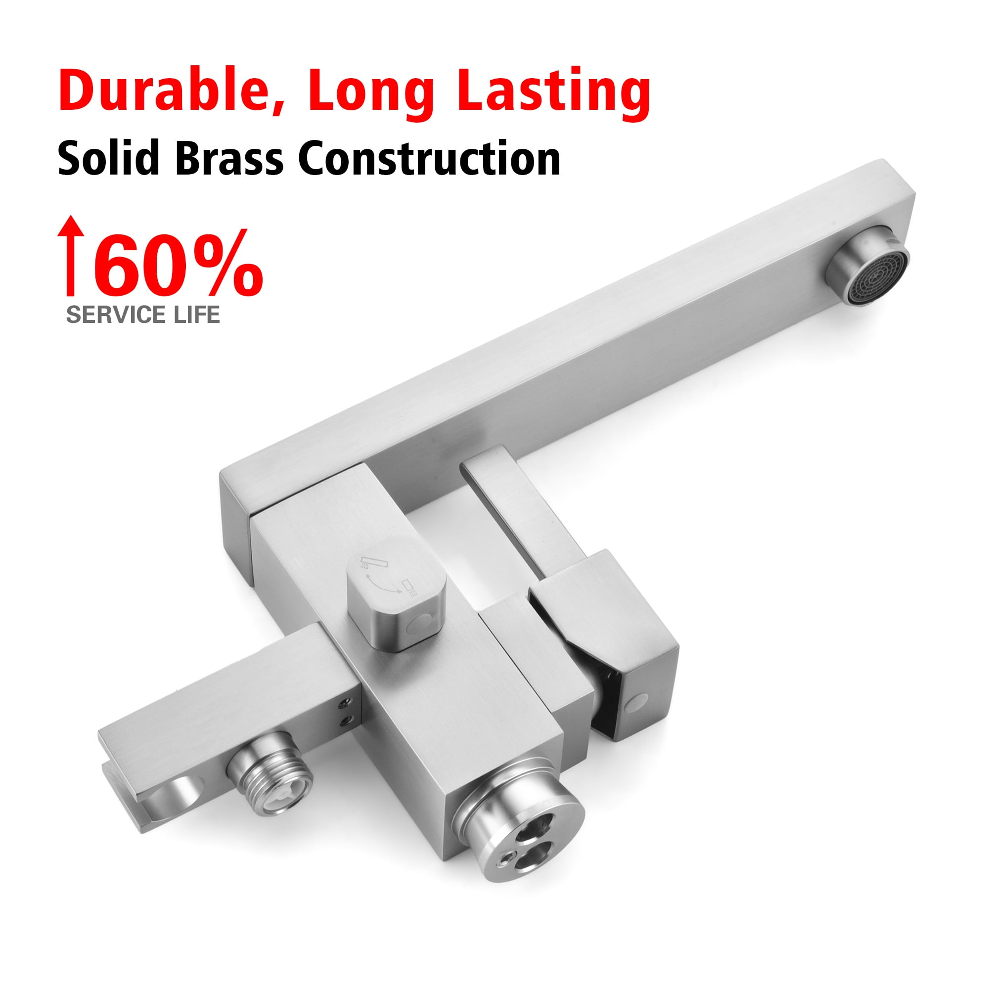 SUMERAIN Modern Bathroom Floor Mount Bathtub Faucet Brushed Nickel Finish, High Flow 360-degree Swivel Spout Freestanding Tub Filler Faucet with Hand Shower