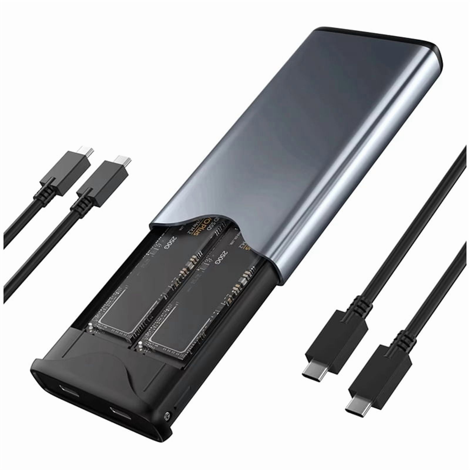M.2 NVME Dual Protocol SSD Enclosure Dual Bay &NVME SSD Case 10Gbps USB Type C SSD Case M.2 Hard Disk Box