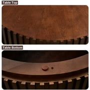 Gexpusm Nesting Coffee Table Set of 2, Handcraft Round Coffee Table with Small End Table, Solid Wood Accent Table for Living Room Bedroom Apartment, Walnut