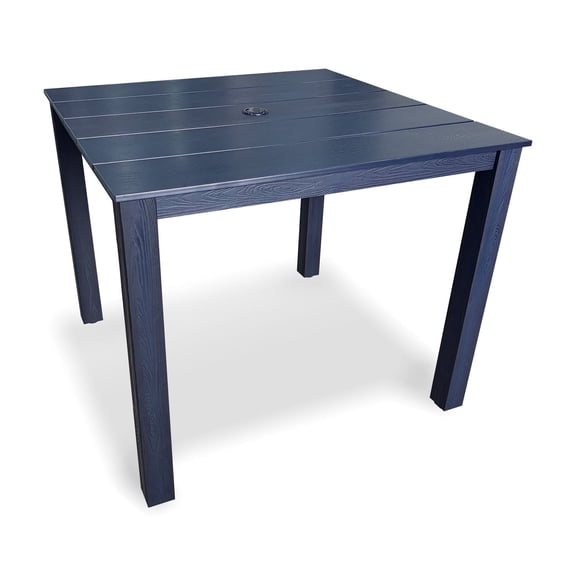 Mosbrisa 36.2-inches Poly Lumber Outdoor Dining Table, HIPS Patio Dining Table with Umbrella Hole, Weather Resistant (1 Piece, Navy Blue)