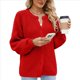 thumbnail image 2 of Suéter de Punto Suave y Grueso de Larga con Botones para Mujer, Cárdigan Informal Holgado con Abertura Frontal para Otoño Rojo Llama L, 2 of 9