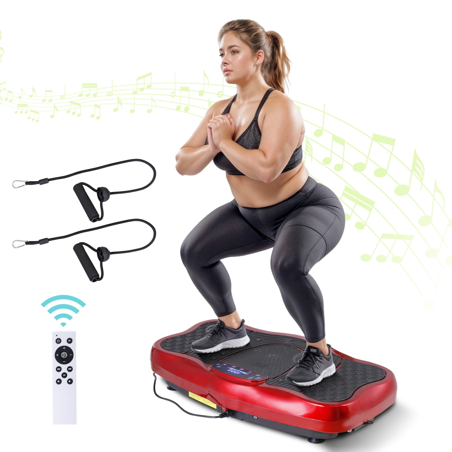 ZENY Waver Vibration Plate Exercise Machine w/ Auto-Switch Mode Full Body Workout, Red
