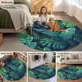 thumbnail image 5 of Tropical Plants Round Area Rug 3Ft Washable Small Circle Rugs for Kitchen Entryway, Summer Watercolor Teal Green Palm Leaves Non-Slip Carpet Floor Mats Indoor Outdoor Carpet Runner Home Decor, 5 of 8
