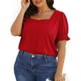 thumbnail image 4 of UVN Square Neck Tops for Women Summer Puff Short Sleeve Shirts Dressy Casual Tunic Blouses, 4 of 9
