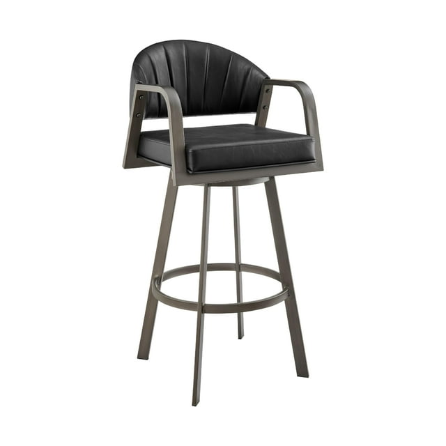 Silla Taburete Benzara Marcy Giratoria con Estructura de Hierro y Cuero Sintético