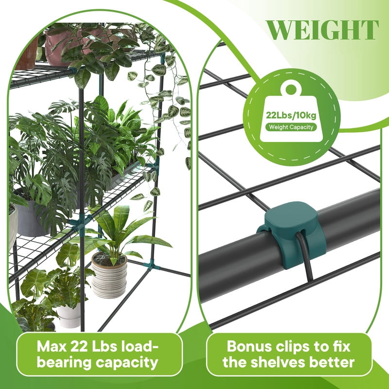 Gianna Mini Walk-in Greenhouse Plant Tent with 5/8" Powder-Coated Steel Frame & 22Lbs Capacity Shelves, Weather-Resistant for Outdoor Gardening, 56.3" x 56.3" x 76.77"，Clear