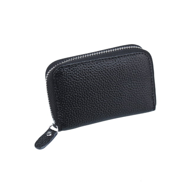 KreditkortshållareiläderZip-plånbokmed26kortplatser,OrganZipCardOrganizer(svart,4,5"x3")