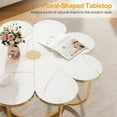 thumbnail image 5 of White and Gold Coffee Table, 39.37-Inch Modern Flower-Shaped Coffee Table with Faux Marble Tabletop, 5 of 7
