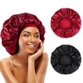 thumbnail image 2 of Unisex Solid Bonnets Wide-brimmed Night Sleeping Bathing Hat Head Wrap Elastic Band Cap Hair Care Bonnet, 2 of 6