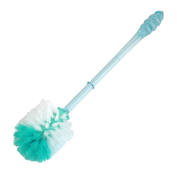 Round Head Plastic Long Handle Toilet Bowl Cleaning Brush White Blue