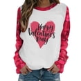 thumbnail image 1 of Pompotops T-Shirts de la Saint-Valentin pour Femmes Chandails en Molleton Graphiques Col Rond Cœur Amour Chandail Décontracté Manches Longues Cadeau Hauts Blouse, 1 of 6