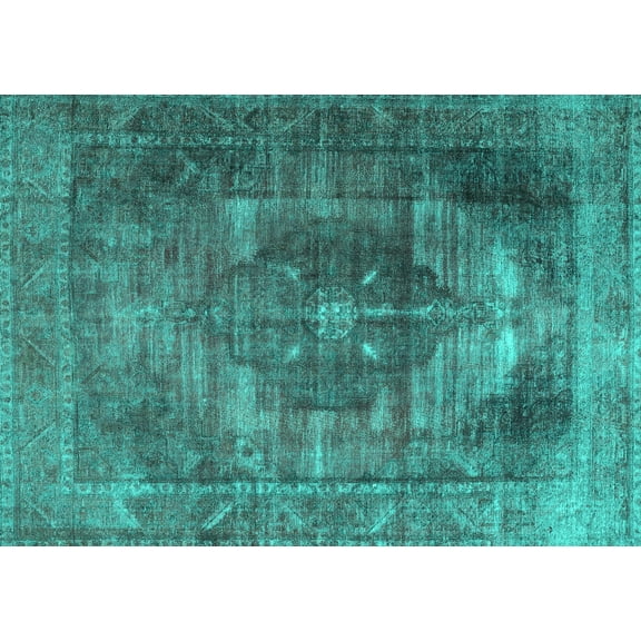 Ahgly Company Machine Washable Indoor Rectangle Persian Turquoise Blue Traditional Area Rugs, 5' x 7'