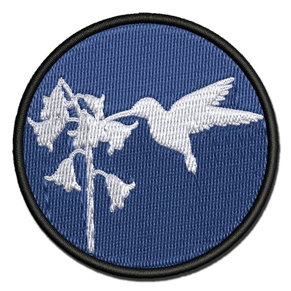 Hummingbird and Flower Applique Multi-Color Embroidered Iron-On Patch - 2.5 Inch Small
