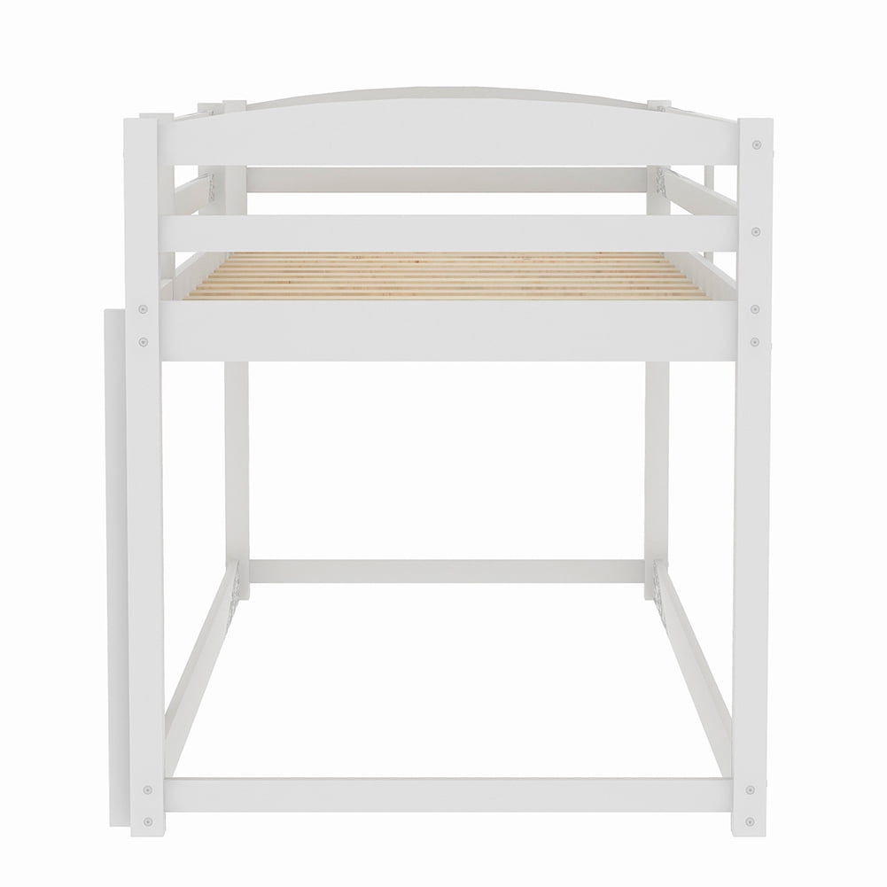 Kadyn Solid Wood Twin Bunk Bed with Ladder and Safety Rail, White Kadyn Solid Wood Twin Bunk Bed with Ladder and Safety Rail, White