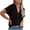 Black, variant on HAiming Womens Summer Tops 2025 Knit Button down Shirts Casual Solid V Neck Short Sleeve Loose Dressy Blouses