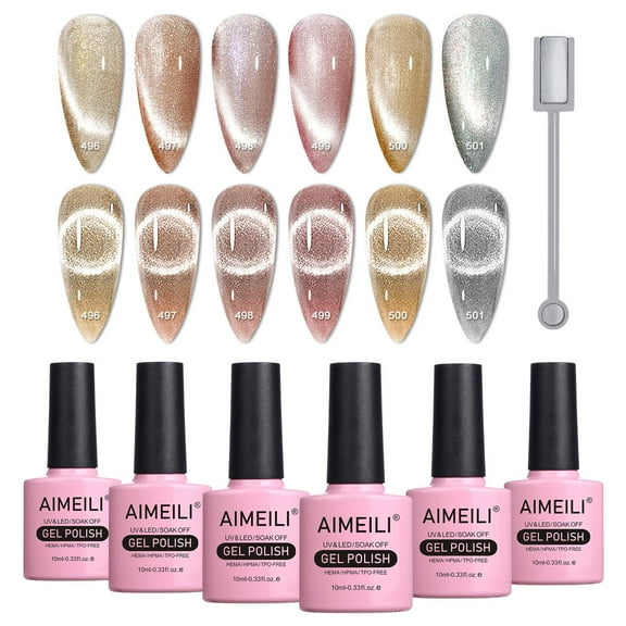 AIMEILI Soak Off UV LED Gel Nail Polish Multicolour/Mix Colour/Combo Colour Set Of 6pcs X 10ml - Kit Set 49
