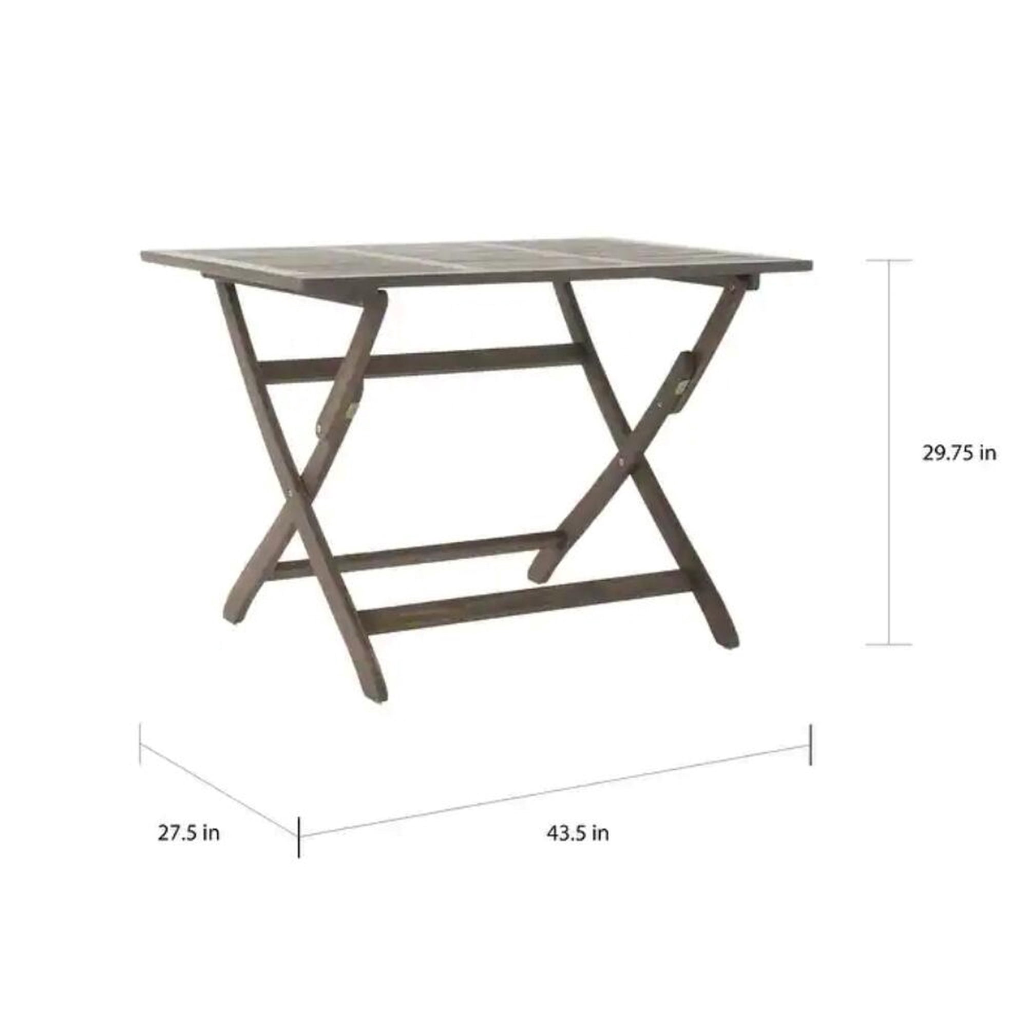 43.5" Foldable Outdoor Acacia Wood Dining Table, Weather Water Resistant Slatted Top X-Shape Base Portable Patio Table Seats Up To 4 For Backyard BBQ