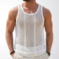 thumbnail image 2 of Bxsruta Men's Knit Mesh Tank Top Breathable Sleeveless Hollow Out Casual Summer Pullover for Daily Wear, 2 of 5