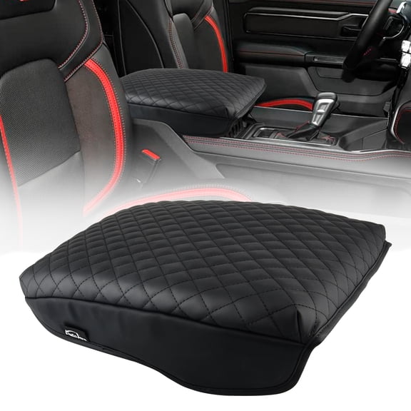 Center Console Cover Fit for Dodge Ram 1500 2500 3500 2019-2025 Accessories Waterproof Armrest Box Protective Cover Anti-Scratch Armrest Cover (Bucket Seat Only)