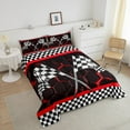 thumbnail image 4 of Erosebridal Checkered Flag Bedding Twin Comforter Set, Red Geometry Down Comforter, Extreme Sports Decor, Reversible 2-Piece, 4 of 8