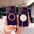 thumbnail image 4 of Zonrw Para Samsung Galaxy S25 Ultra Funda Magnética Para Mujeres Niñas Suave Lindo Marco De Onda Forma Rizada Amor Corazón Chapado De Lujo Funda Para Teléfono Compatible Con Magsafe A Prueba De Golpes, 4 of 5