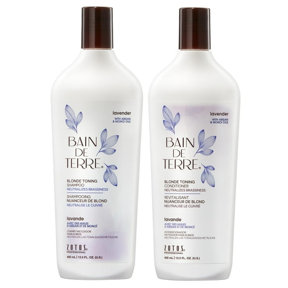 Bain de Terre Color Enhancing Shampoo and Conditioner Set | Lavender | Neutralizes Brassy Tones for Color-Treated Hair | Paraben Free | Color-Safe | 10.1 Fl Oz
