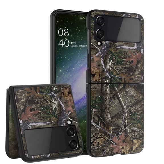 ANJ  Hard Protective Printed Case Cover Compatible with Samsung Galaxy Z Flip 4 - Dark Tree Camo