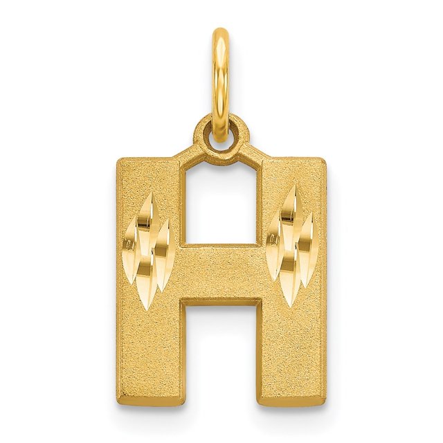 Diamond2Deal 14K Pendentif Initiale Lettre H en Satin Or Jaune pour Femmes